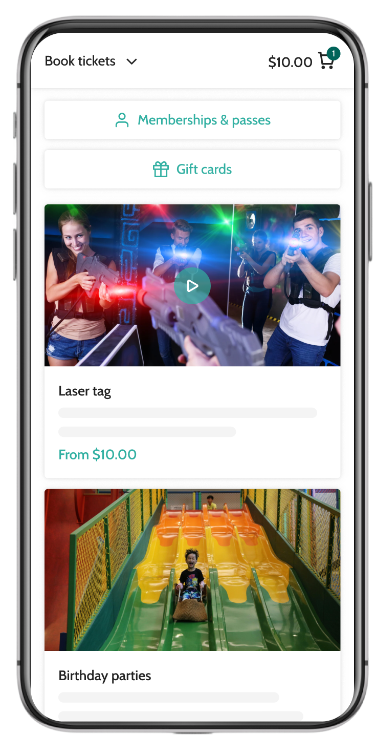 Beyonk's FEC ticketing software on mobile. Memberships, gift cards and sessions can be bought here.